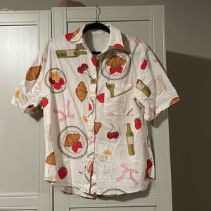 Coquette short sleeve button down shirt